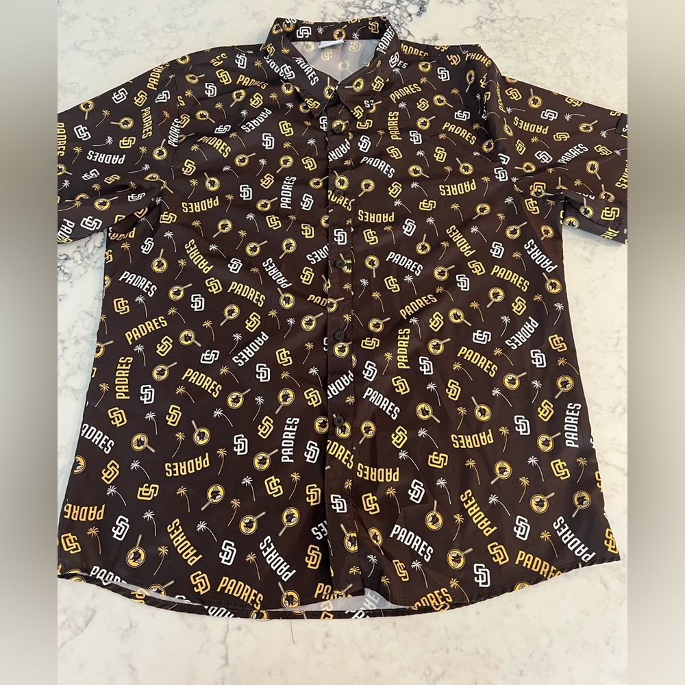 San Diego Padres BDA Short Sleeve Hawaiian Shirt Men XL Baseball Southwest EUC